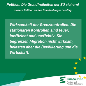 Wirksamkeit der Grenzkontrollen: Die stationären Kontrollen sind teuer, ineffizient und uneffektiv. Sie begrenzen Migration nicht wirksam, belasten aber die Bevölkerung und die Wirtschaft.